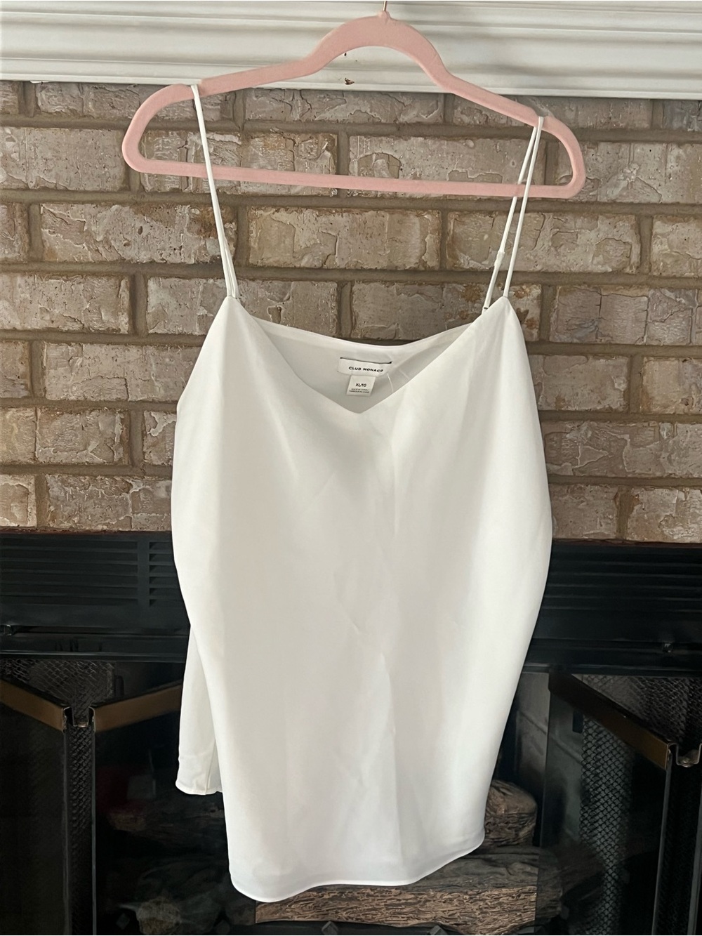 Club Monaco White V-Neck Satin Spaghetti Strap Cami